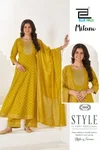 Milano By Blue Hills Chanderi Foil Printed Plus Size Anarkali Kurti Set 